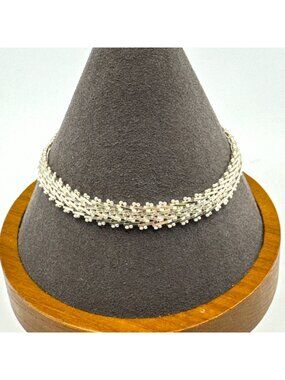 VTG Sterling Silver 925 Woven Mesh Style Chain Bracelet Size 7.5" Length